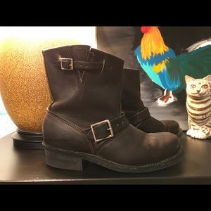 Frye leather boot gaucho Engineer brown 9